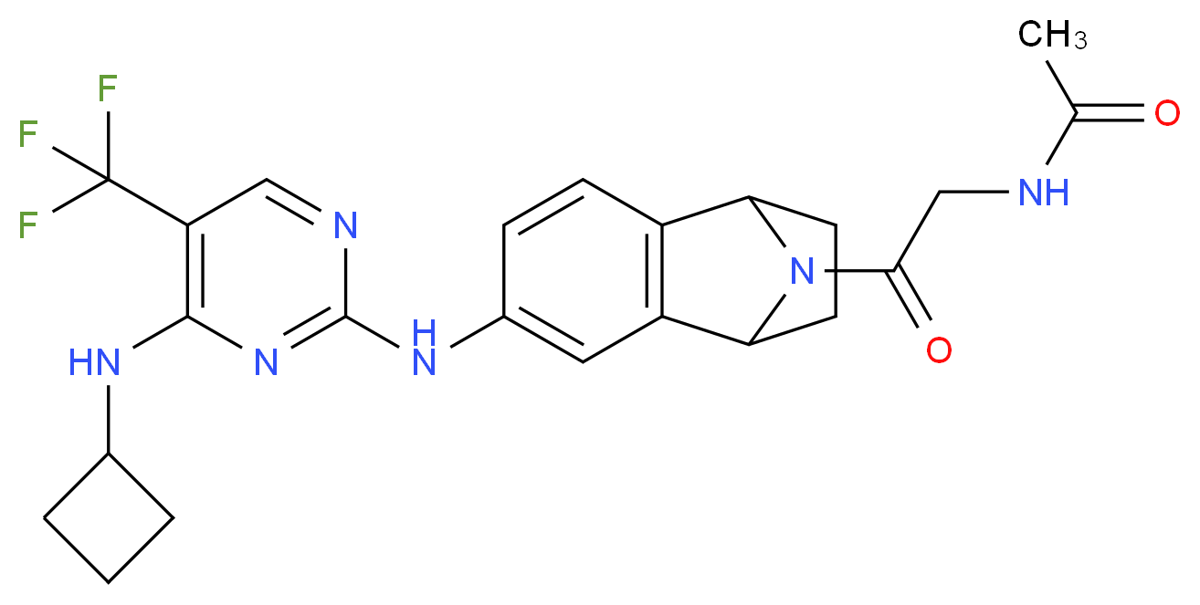 N-[2-(4-{[4-(cyclobutylamino)-5-(trifluoromethyl)pyrimidin-2-yl]amino}-11-azatricyclo[6.2.1.0^{2,7}]undeca-2(7),3,5-trien-11-yl)-2-oxoethyl]acetamide_分子结构_CAS_942487-16-3