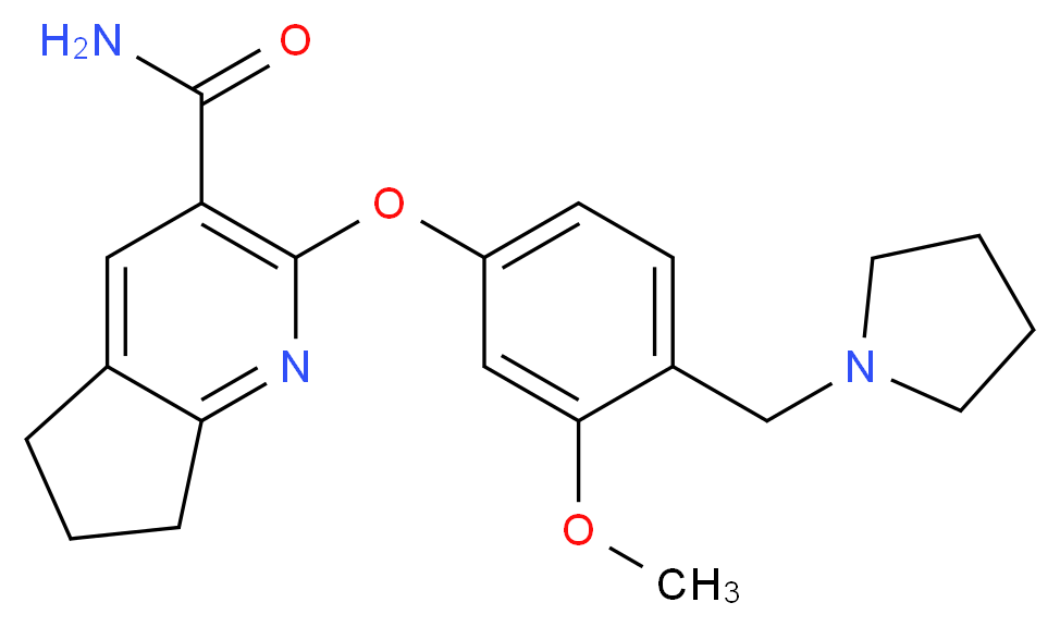 2-[3-methoxy-4-(pyrrolidin-1-ylmethyl)phenoxy]-6,7-dihydro-5H-cyclopenta[b]pyridine-3-carboxamide_分子结构_CAS_)