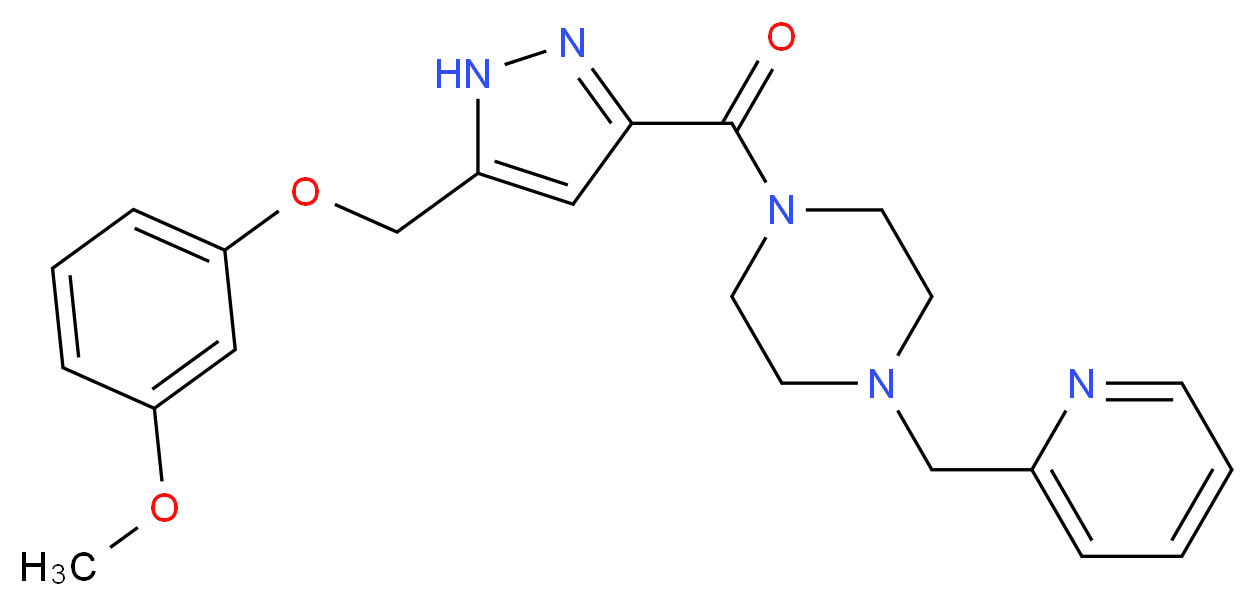 1-({5-[(3-methoxyphenoxy)methyl]-1H-pyrazol-3-yl}carbonyl)-4-(2-pyridinylmethyl)piperazine_分子结构_CAS_)