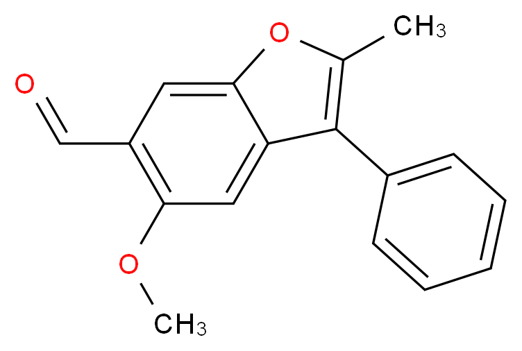 5-methoxy-2-methyl-3-phenyl-1-benzofuran-6-carbaldehyde_分子结构_CAS_374912-51-3