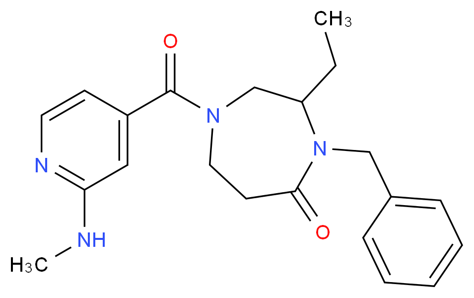 4-benzyl-3-ethyl-1-[2-(methylamino)isonicotinoyl]-1,4-diazepan-5-one_分子结构_CAS_)