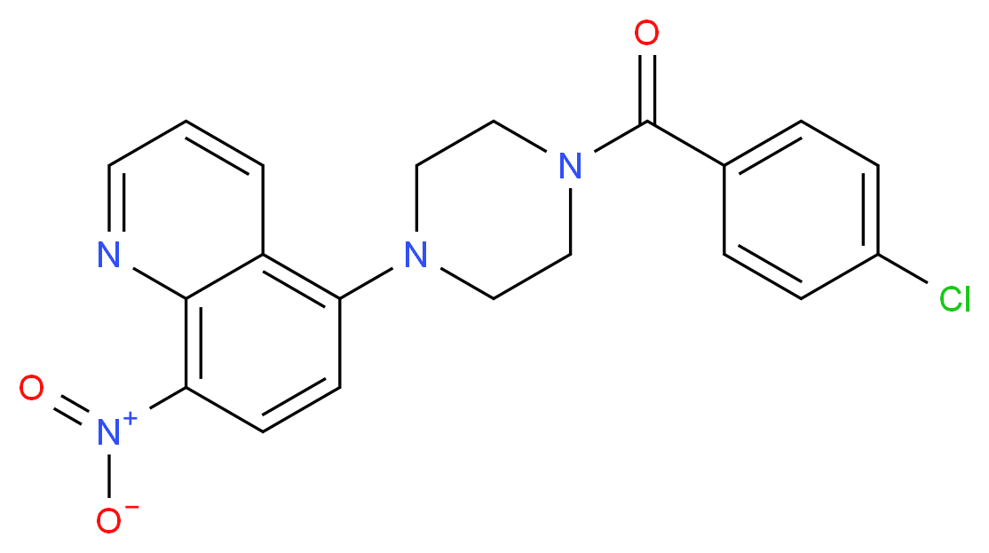 5-[4-(4-chlorobenzoyl)piperazin-1-yl]-8-nitroquinoline_分子结构_CAS_115687-05-3