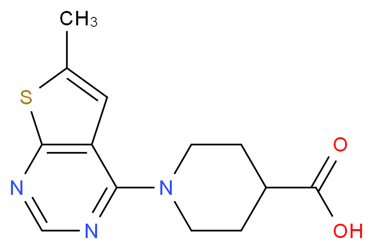 1-(6-Methyl-thieno[2,3-d]pyrimidin-4-yl)-piperidine-4-carboxylic acid_分子结构_CAS_)