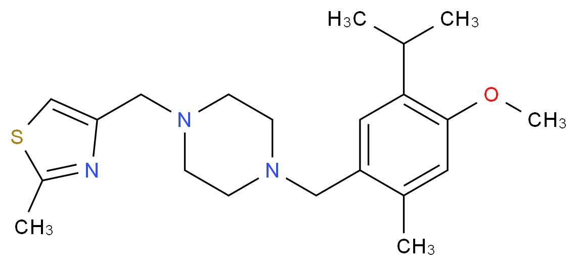 1-(5-isopropyl-4-methoxy-2-methylbenzyl)-4-[(2-methyl-1,3-thiazol-4-yl)methyl]piperazine_分子结构_CAS_)