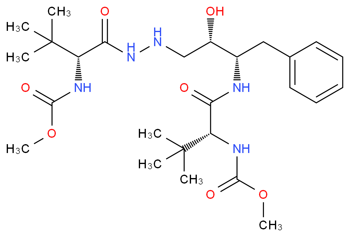 methyl N-[(1R)-1-{[(2S,3S)-3-hydroxy-4-[(2R)-2-[(methoxycarbonyl)amino]-3,3-dimethylbutanehydrazido]-1-phenylbutan-2-yl]carbamoyl}-2,2-dimethylpropyl]carbamate_分子结构_CAS_1192224-24-0