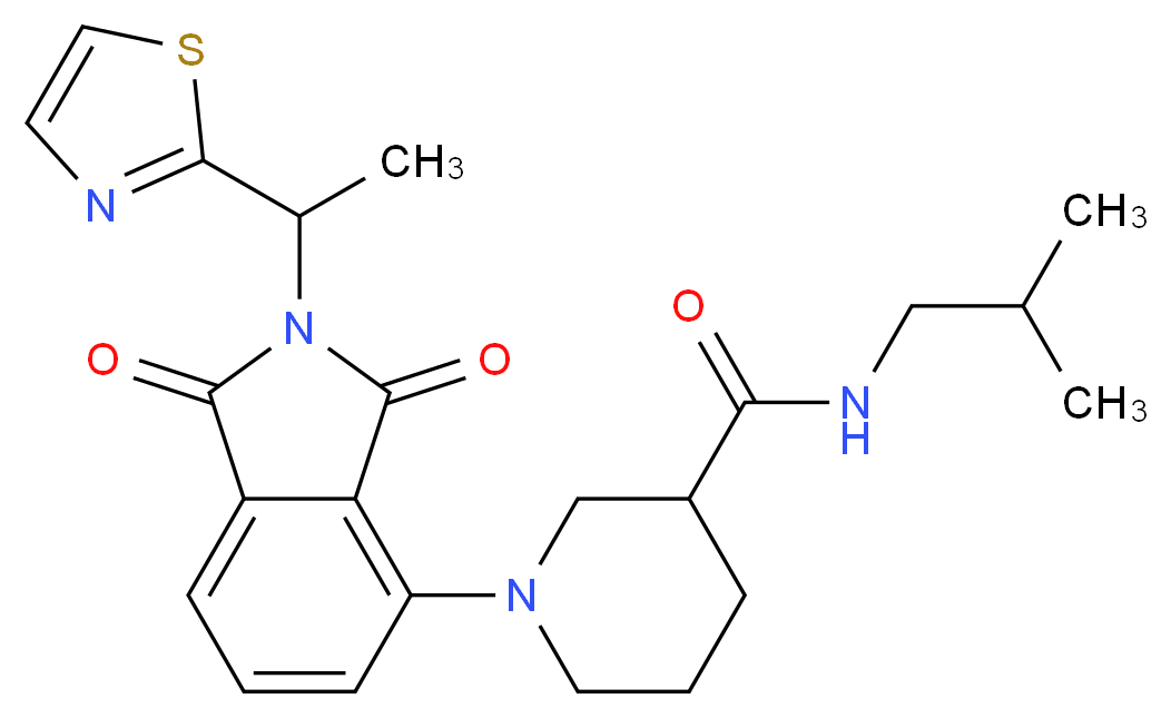 1-{1,3-dioxo-2-[1-(1,3-thiazol-2-yl)ethyl]-2,3-dihydro-1H-isoindol-4-yl}-N-isobutyl-3-piperidinecarboxamide_分子结构_CAS_)