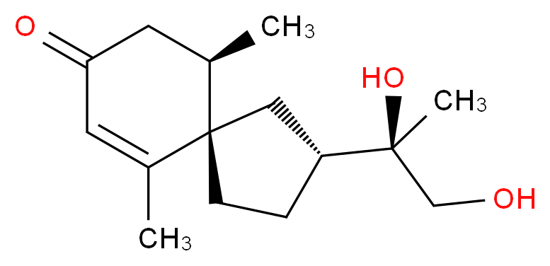 (2R,5S,10R)-2-[(2R)-1,2-dihydroxypropan-2-yl]-6,10-dimethylspiro[4.5]dec-6-en-8-one_分子结构_CAS_62574-30-5