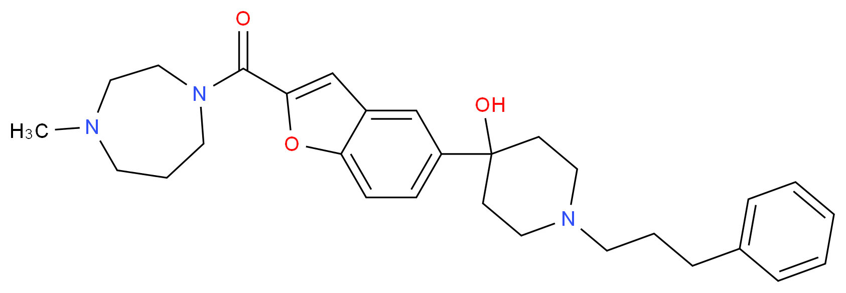 4-{2-[(4-methyl-1,4-diazepan-1-yl)carbonyl]-1-benzofuran-5-yl}-1-(3-phenylpropyl)-4-piperidinol_分子结构_CAS_)