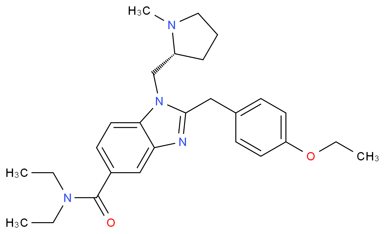 2-[(4-ethoxyphenyl)methyl]-N,N-diethyl-1-{[(2R)-1-methylpyrrolidin-2-yl]methyl}-1H-1,3-benzodiazole-5-carboxamide_分子结构_CAS_474016-50-7