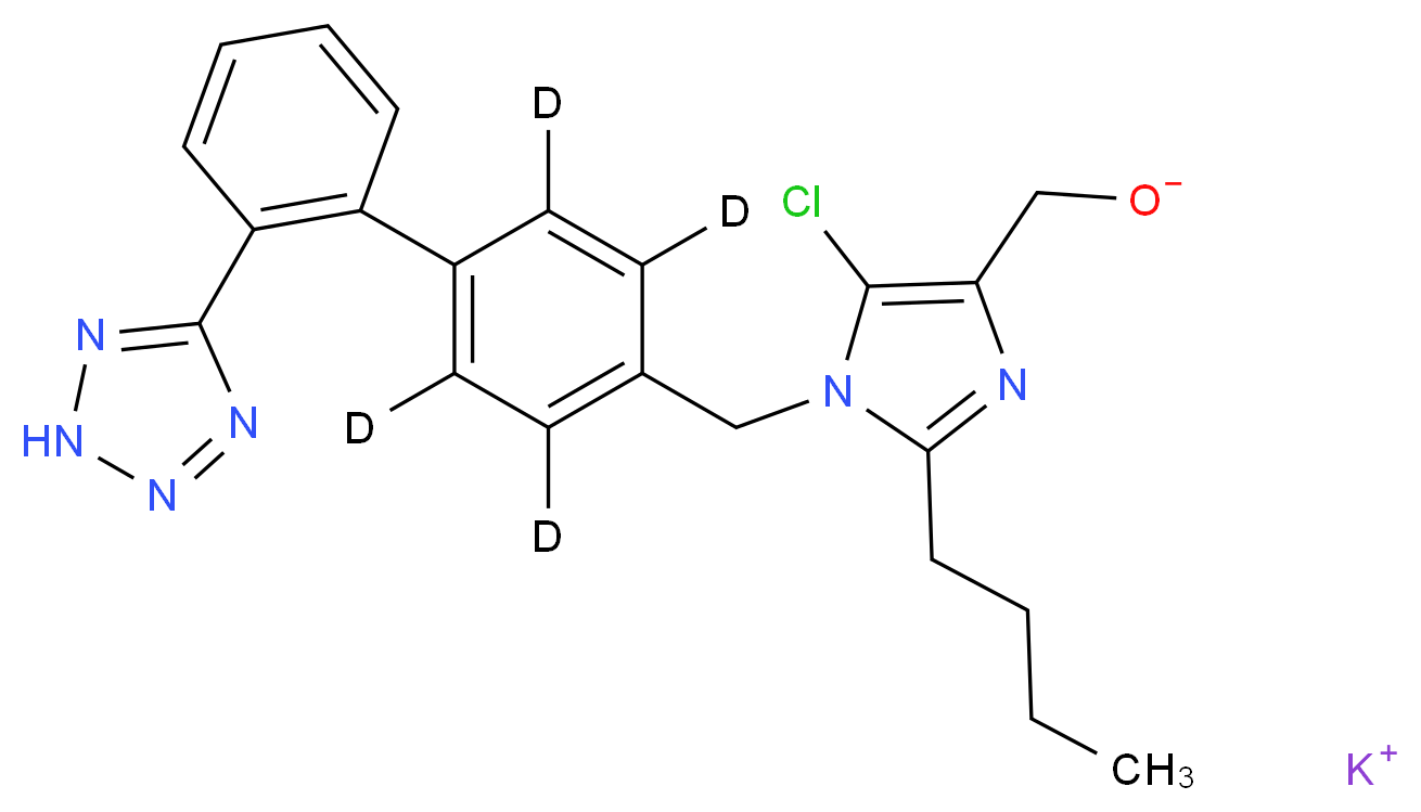 potassium [2-butyl-5-chloro-1-({4-[2-(2H-1,2,3,4-tetrazol-5-yl)phenyl](<sup>2</sup>H<sub>4</sub>)phenyl}methyl)-1H-imidazol-4-yl]methanolate_分子结构_CAS_860644-28-6