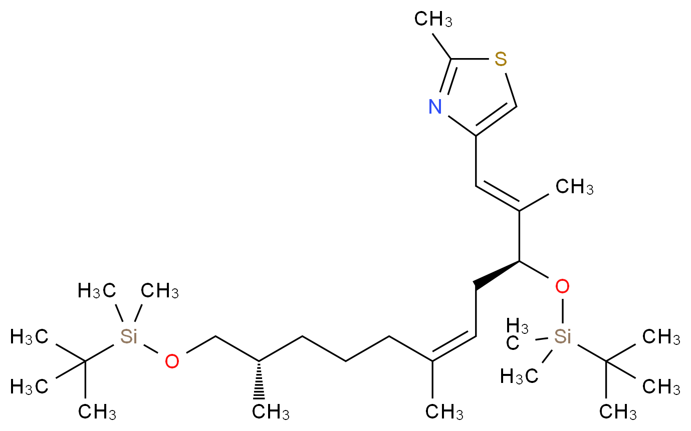 4-[(1E,3S,5Z,8R/S,10S)-3,11-Bis-{[tert-butyl(dimethyl)silyl]oxy}-2,6,10-trimethyl-undeca-1,5-dienyl]-2-methyl-1,3-thiazole_分子结构_CAS_210690-85-0)