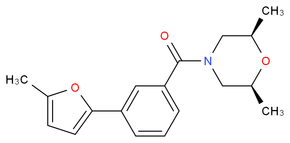 (2R*,6S*)-2,6-dimethyl-4-[3-(5-methyl-2-furyl)benzoyl]morpholine_分子结构_CAS_)