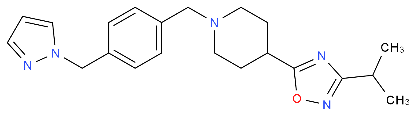 4-(3-isopropyl-1,2,4-oxadiazol-5-yl)-1-[4-(1H-pyrazol-1-ylmethyl)benzyl]piperidine_分子结构_CAS_)