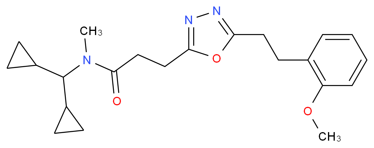 N-(dicyclopropylmethyl)-3-{5-[2-(2-methoxyphenyl)ethyl]-1,3,4-oxadiazol-2-yl}-N-methylpropanamide_分子结构_CAS_)