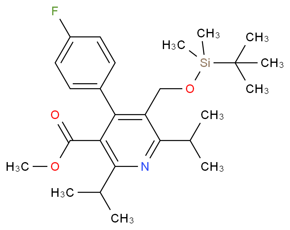 methyl 5-{[(tert-butyldimethylsilyl)oxy]methyl}-4-(4-fluorophenyl)-2,6-bis(propan-2-yl)pyridine-3-carboxylate_分子结构_CAS_334933-44-7