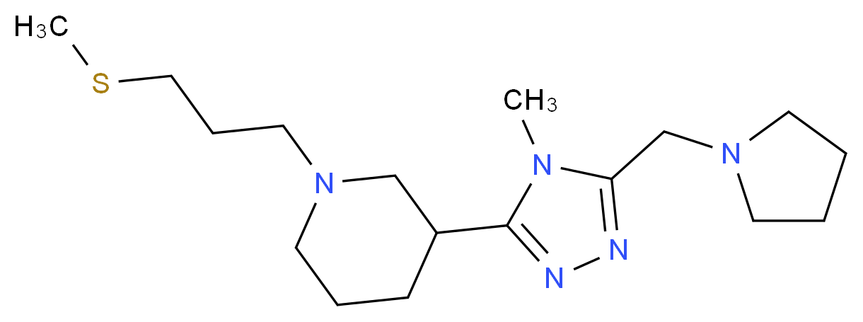 3-[4-methyl-5-(pyrrolidin-1-ylmethyl)-4H-1,2,4-triazol-3-yl]-1-[3-(methylthio)propyl]piperidine_分子结构_CAS_)