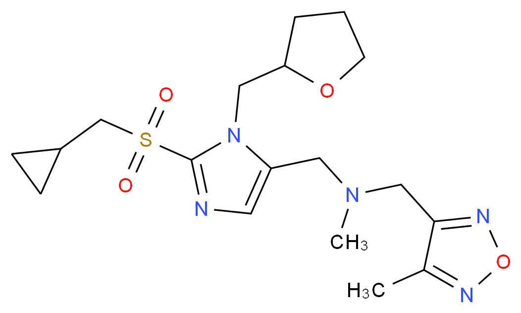1-[2-[(cyclopropylmethyl)sulfonyl]-1-(tetrahydro-2-furanylmethyl)-1H-imidazol-5-yl]-N-methyl-N-[(4-methyl-1,2,5-oxadiazol-3-yl)methyl]methanamine_分子结构_CAS_)