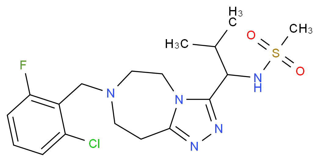 N-{1-[7-(2-chloro-6-fluorobenzyl)-6,7,8,9-tetrahydro-5H-[1,2,4]triazolo[4,3-d][1,4]diazepin-3-yl]-2-methylpropyl}methanesulfonamide_分子结构_CAS_)