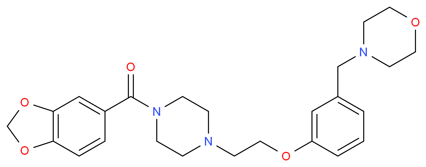 4-(3-{2-[4-(1,3-benzodioxol-5-ylcarbonyl)-1-piperazinyl]ethoxy}benzyl)morpholine_分子结构_CAS_)