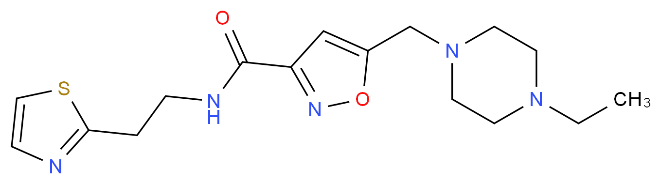 5-[(4-ethylpiperazin-1-yl)methyl]-N-[2-(1,3-thiazol-2-yl)ethyl]isoxazole-3-carboxamide_分子结构_CAS_)
