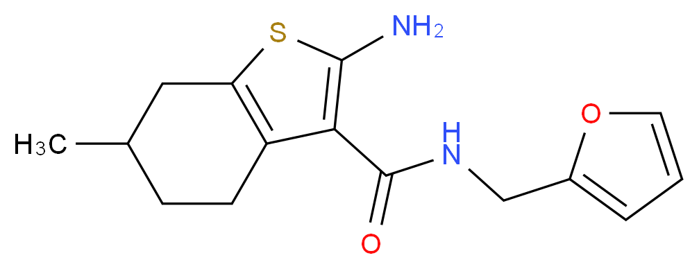 2-Amino-N-(2-furylmethyl)-6-methyl-4,5,6,7-tetrahydro-1-benzothiophene-3-carboxamide_分子结构_CAS_)