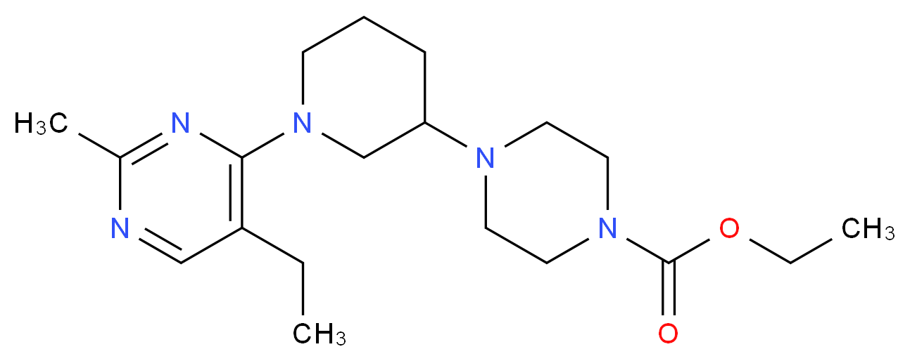 ethyl 4-[1-(5-ethyl-2-methyl-4-pyrimidinyl)-3-piperidinyl]-1-piperazinecarboxylate_分子结构_CAS_)