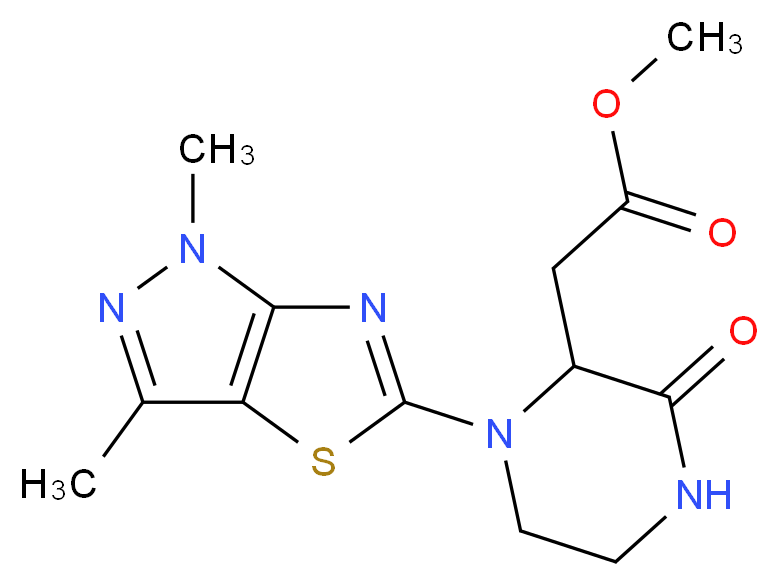 methyl [1-(1,3-dimethyl-1H-pyrazolo[3,4-d][1,3]thiazol-5-yl)-3-oxopiperazin-2-yl]acetate_分子结构_CAS_)
