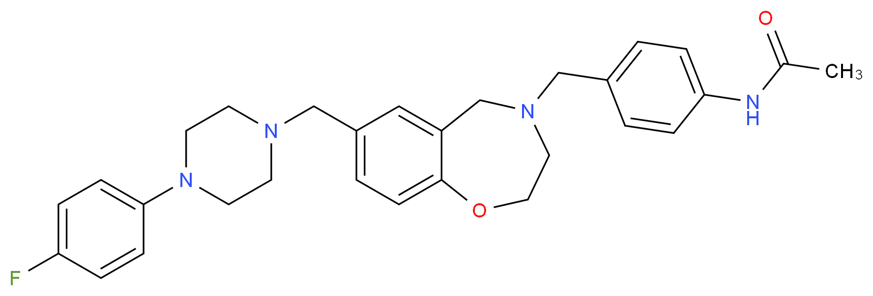 N-(4-{[7-{[4-(4-fluorophenyl)-1-piperazinyl]methyl}-2,3-dihydro-1,4-benzoxazepin-4(5H)-yl]methyl}phenyl)acetamide_分子结构_CAS_)