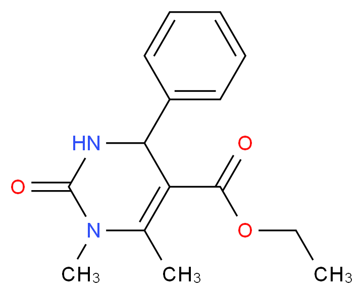 ethyl 1,6-dimethyl-2-oxo-4-phenyl-1,2,3,4-tetrahydropyrimidine-5-carboxylate_分子结构_CAS_50628-42-7