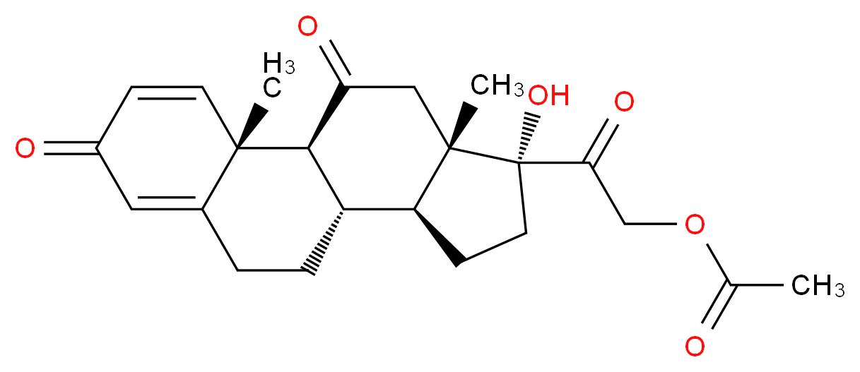 2-[(1S,2R,10S,11S,14R,15S)-14-hydroxy-2,15-dimethyl-5,17-dioxotetracyclo[8.7.0.0<sup>2</sup>,<sup>7</sup>.0<sup>1</sup><sup>1</sup>,<sup>1</sup><sup>5</sup>]heptadeca-3,6-dien-14-yl]-2-oxoethyl acetate_分子结构_CAS_125-10-0