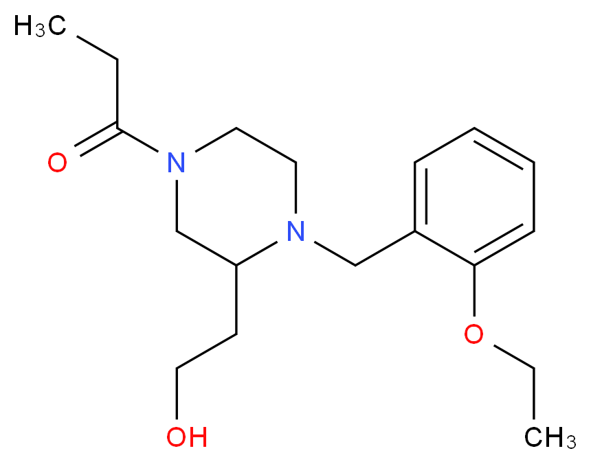 2-[1-(2-ethoxybenzyl)-4-propionyl-2-piperazinyl]ethanol_分子结构_CAS_)