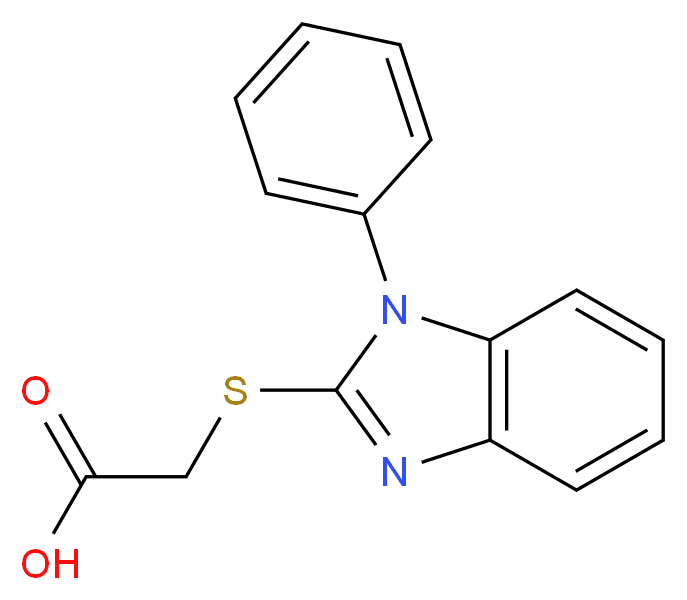 (1-Phenyl-1H-benzoimidazol-2-ylsulfanyl)-acetic acid_分子结构_CAS_93866-15-0)