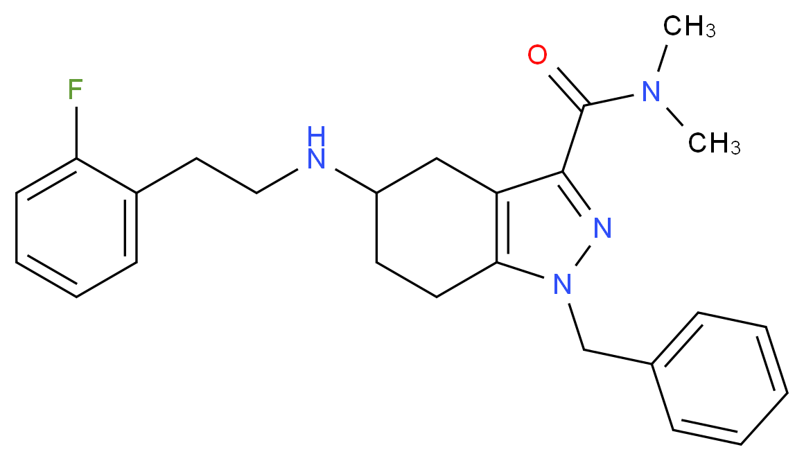 1-benzyl-5-{[2-(2-fluorophenyl)ethyl]amino}-N,N-dimethyl-4,5,6,7-tetrahydro-1H-indazole-3-carboxamide_分子结构_CAS_)