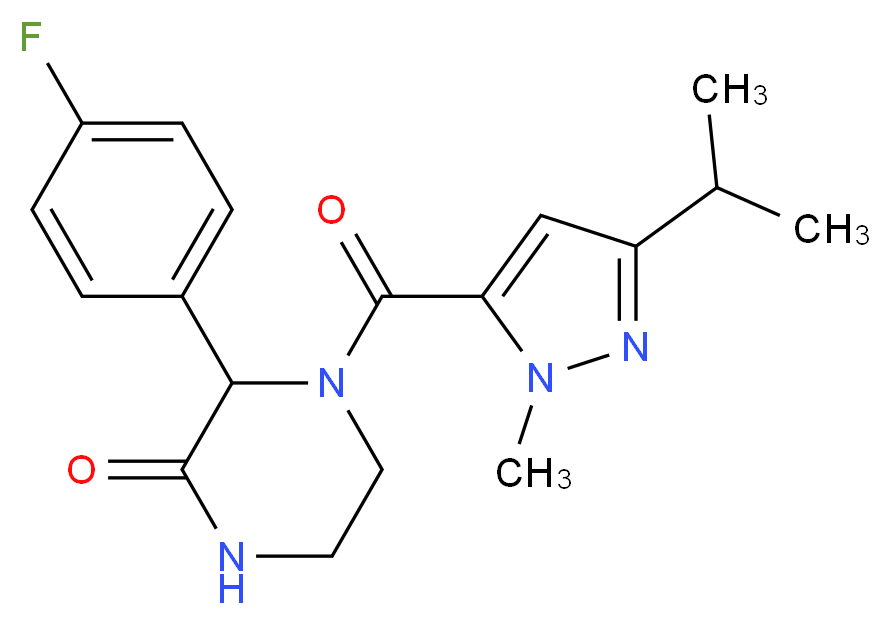 3-(4-fluorophenyl)-4-[(3-isopropyl-1-methyl-1H-pyrazol-5-yl)carbonyl]piperazin-2-one_分子结构_CAS_)