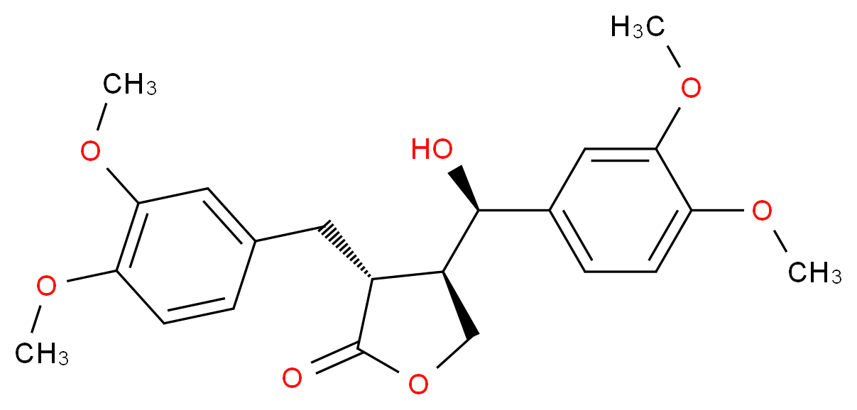 (3R,4R)-4-[(R)-(3,4-dimethoxyphenyl)(hydroxy)methyl]-3-[(3,4-dimethoxyphenyl)methyl]oxolan-2-one_分子结构_CAS_69586-96-5