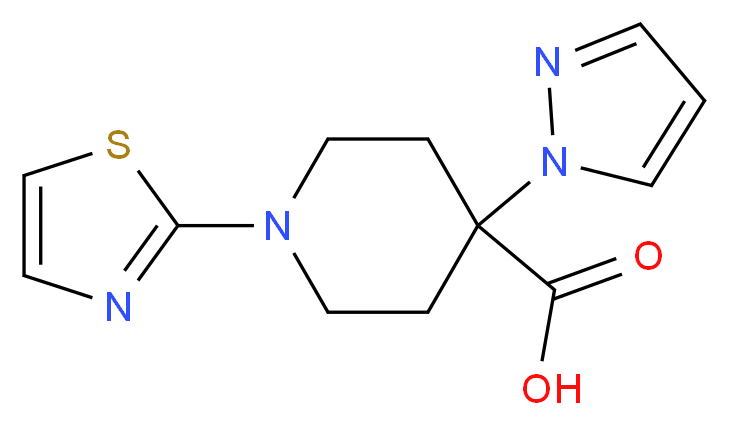 4-(1H-pyrazol-1-yl)-1-(1,3-thiazol-2-yl)piperidine-4-carboxylic acid_分子结构_CAS_)