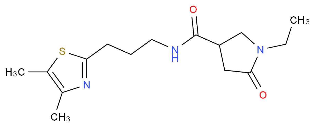 N-[3-(4,5-dimethyl-1,3-thiazol-2-yl)propyl]-1-ethyl-5-oxo-3-pyrrolidinecarboxamide_分子结构_CAS_)