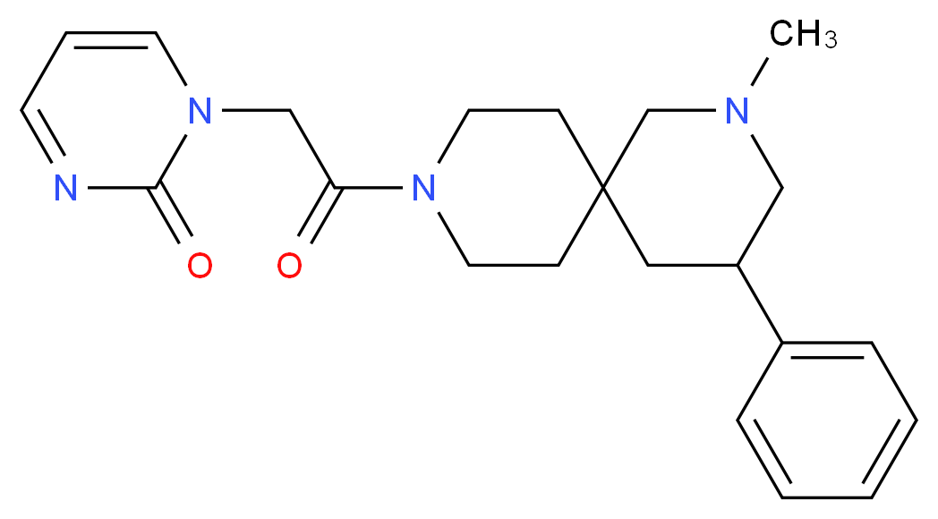 1-[2-(2-methyl-4-phenyl-2,9-diazaspiro[5.5]undec-9-yl)-2-oxoethyl]-2(1H)-pyrimidinone_分子结构_CAS_)