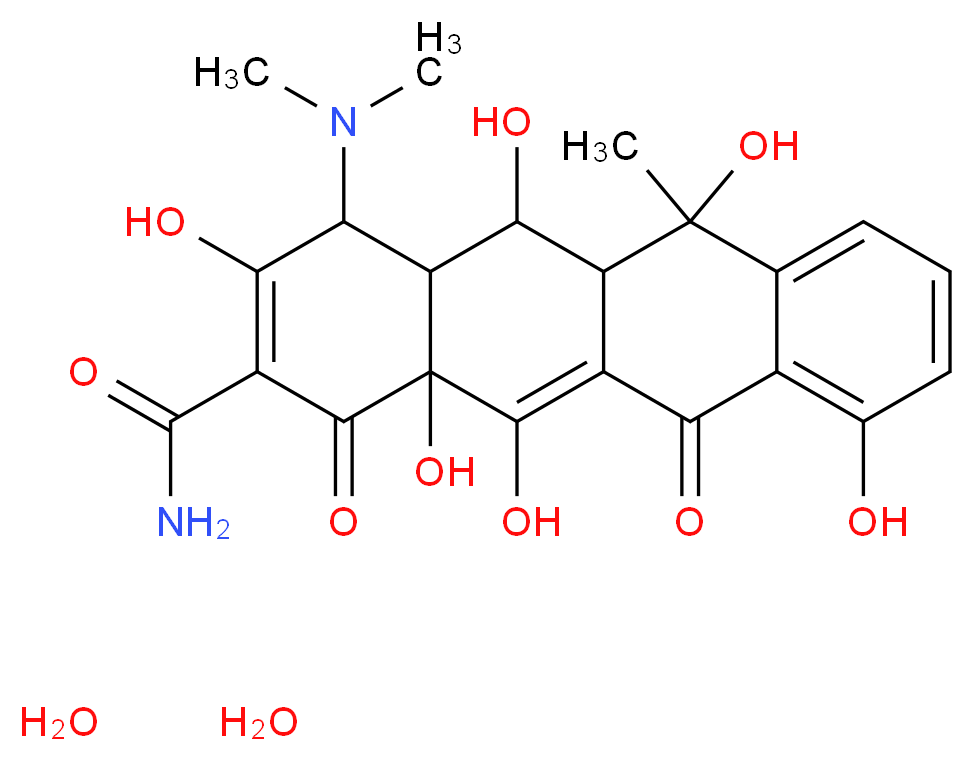 4-(dimethylamino)-3,5,6,10,12,12a-hexahydroxy-6-methyl-1,11-dioxo-1,4,4a,5,5a,6,11,12a-octahydrotetracene-2-carboxamide dihydrate_分子结构_CAS_6153-64-6
