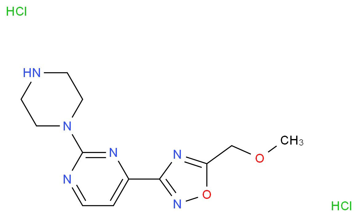 4-[5-(Methoxymethyl)-1,2,4-oxadiazol-3-yl]-2-(piperazin-1-yl)pyrimidine dihydrochloride_分子结构_CAS_)
