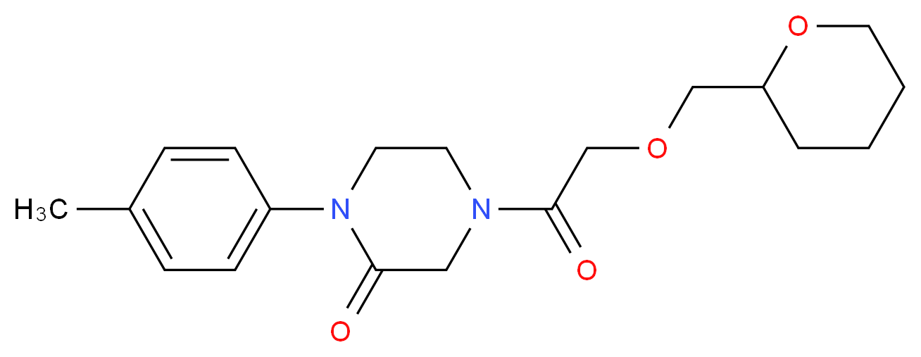 1-(4-methylphenyl)-4-[(tetrahydro-2H-pyran-2-ylmethoxy)acetyl]-2-piperazinone_分子结构_CAS_)