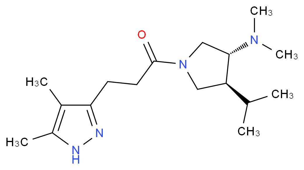 (3R*,4S*)-1-[3-(4,5-dimethyl-1H-pyrazol-3-yl)propanoyl]-4-isopropyl-N,N-dimethyl-3-pyrrolidinamine_分子结构_CAS_)