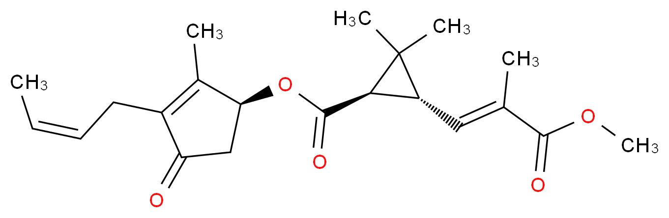 (1S)-3-[(2Z)-but-2-en-1-yl]-2-methyl-4-oxocyclopent-2-en-1-yl (1R,3R)-3-[(1E)-3-methoxy-2-methyl-3-oxoprop-1-en-1-yl]-2,2-dimethylcyclopropane-1-carboxylate_分子结构_CAS_121-20-0