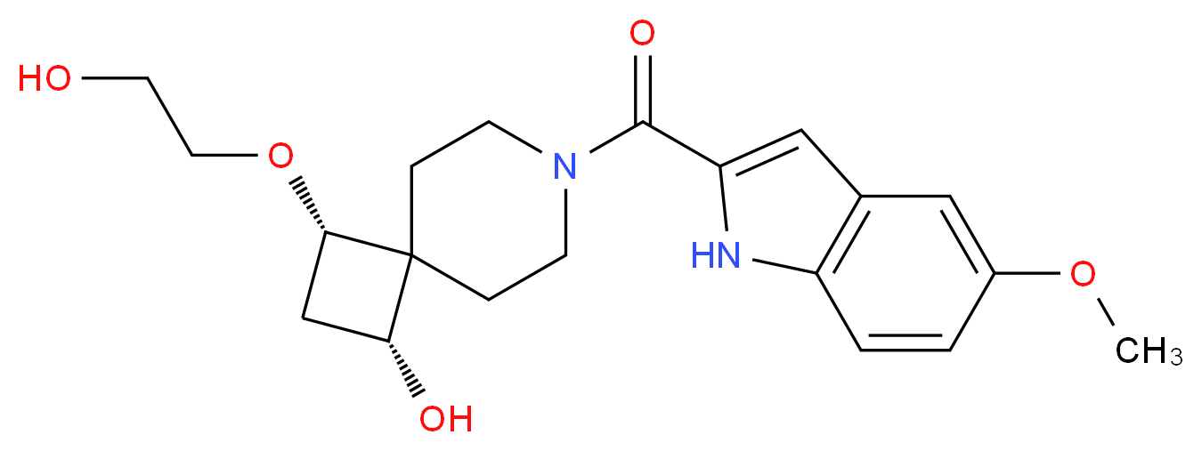 (1R*,3S*)-3-(2-hydroxyethoxy)-7-[(5-methoxy-1H-indol-2-yl)carbonyl]-7-azaspiro[3.5]nonan-1-ol_分子结构_CAS_)