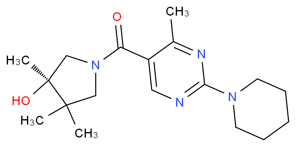 (3R)-3,4,4-trimethyl-1-{[4-methyl-2-(1-piperidinyl)-5-pyrimidinyl]carbonyl}-3-pyrrolidinol_分子结构_CAS_)