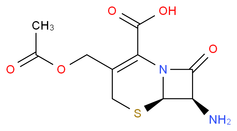(6R,7R)-3-[(acetyloxy)methyl]-7-amino-8-oxo-5-thia-1-azabicyclo[4.2.0]oct-2-ene-2-carboxylic acid_分子结构_CAS_957-68-6
