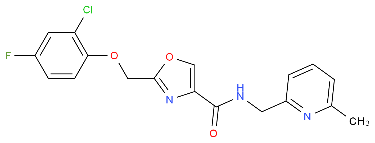 2-[(2-chloro-4-fluorophenoxy)methyl]-N-[(6-methyl-2-pyridinyl)methyl]-1,3-oxazole-4-carboxamide_分子结构_CAS_)