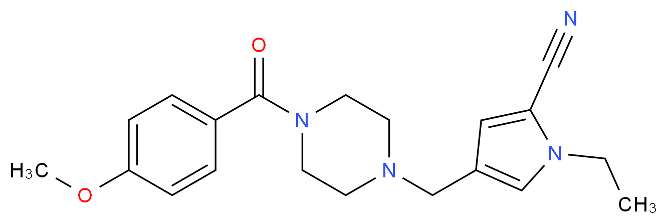 1-ethyl-4-{[4-(4-methoxybenzoyl)-1-piperazinyl]methyl}-1H-pyrrole-2-carbonitrile_分子结构_CAS_)
