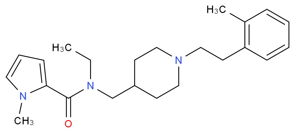 N-ethyl-1-methyl-N-({1-[2-(2-methylphenyl)ethyl]piperidin-4-yl}methyl)-1H-pyrrole-2-carboxamide_分子结构_CAS_)