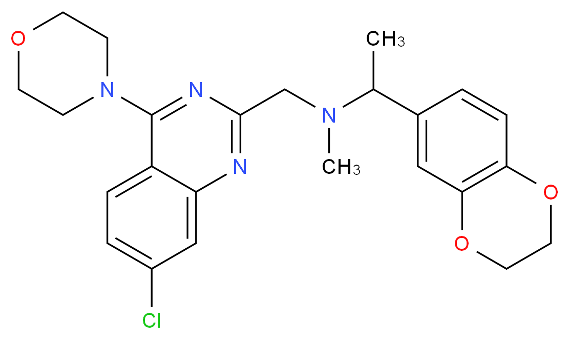 N-{[7-chloro-4-(4-morpholinyl)-2-quinazolinyl]methyl}-1-(2,3-dihydro-1,4-benzodioxin-6-yl)-N-methylethanamine_分子结构_CAS_)